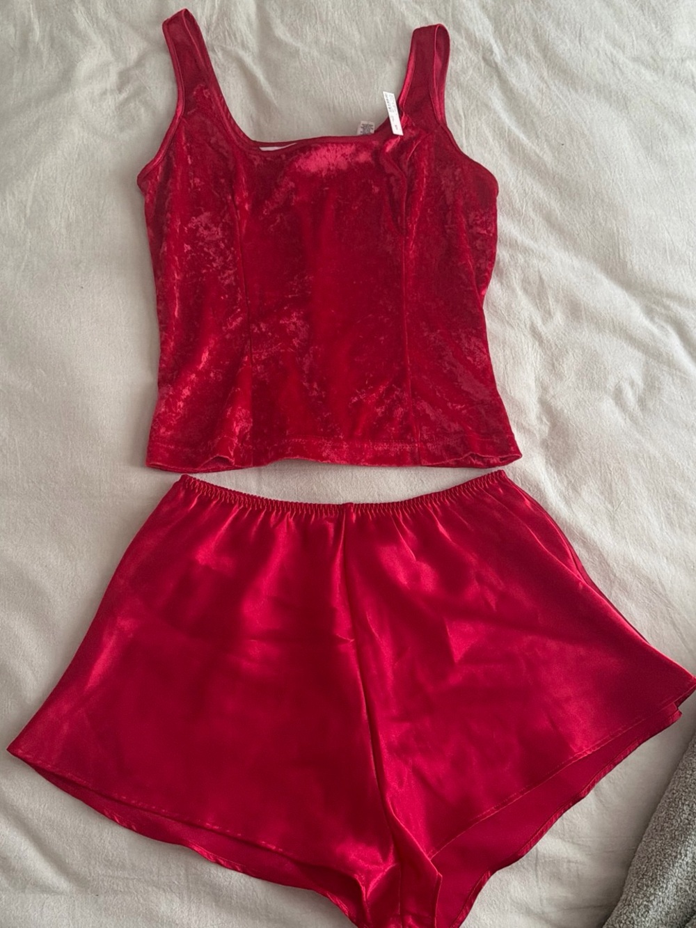 Victoria's Secret Red Velvet Tank & Satin Shorts Sleep Set